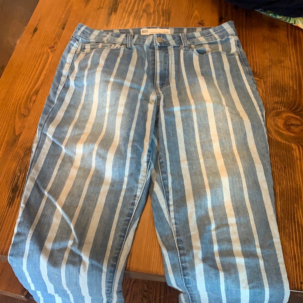 RSQ white striped jeans